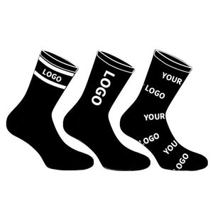 Chaussettes pour hommes blanc noir lettre Logo rayure Jacquard qualité coton sans couture unisexe hommes personnalisé