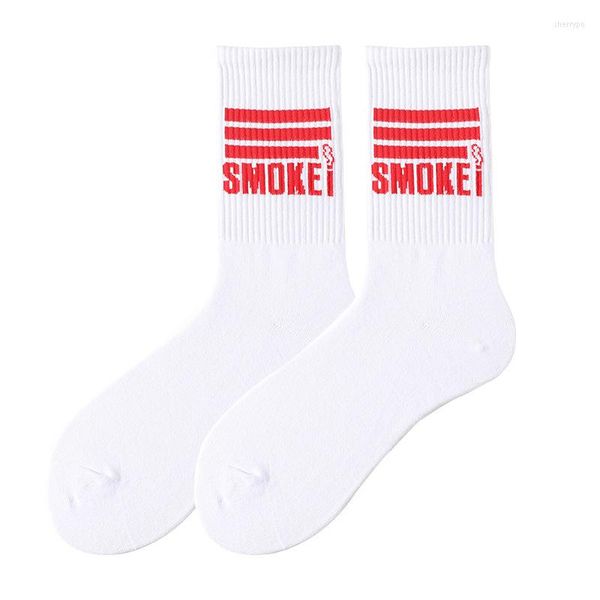 Chaussettes pour hommes Vente en gros de style jeunesse SMOKEI Lettres Homme Sortie Sports Exquis Skateboard Hip Hop Casual Femme Mode Crew Tube