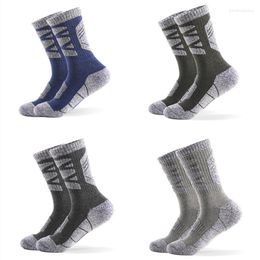 Chaussettes pour hommes Chaussettes de sport professionnelles pour hommes en plein air Garder au chaud Cyclisme Course à pied Randonnée Ski Thermique Printemps Hommes Équipage