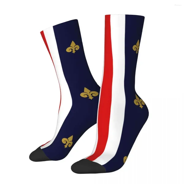 Chaussettes pour hommes Hiver Chaud Crazy Design Femmes Hommes Fleur De Lis France Drapeau Football Antidérapant