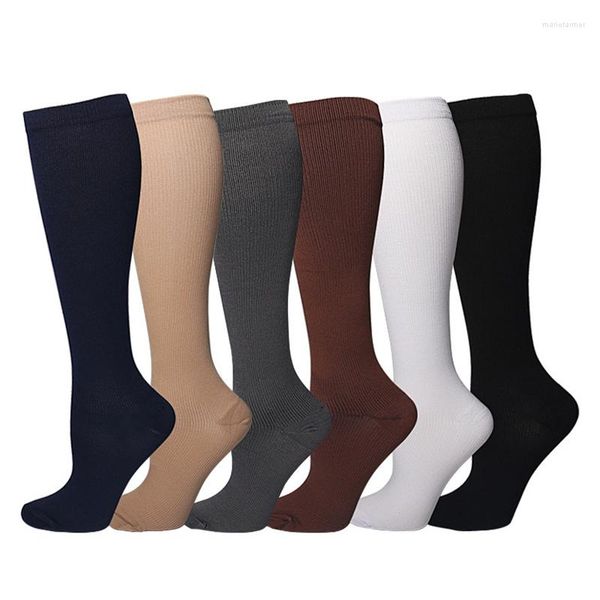 Chaussettes pour hommes et femmes, Compression, Sports de plein air, en Nylon, pour prévenir les varices