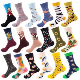 Chaussettes pour hommes et femmes, drôle et mignon, Omelette en coton, japonais, Harajuku, Skateboard, Hamburger, heureux, avocat, Fruit, œuf, cadeau de noël