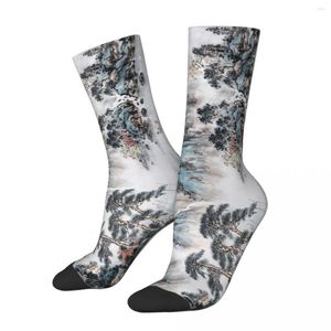 Chaussettes pour hommes femmes hommes paysages peinture à l'encre de Chine marchandise super douce idée de cadeau de Noël