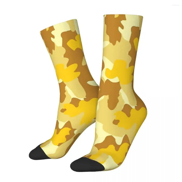 Chaussettes pour hommes Affiche jaune Camouflage Mâle Hommes Femmes Automne Bas Hip Hop