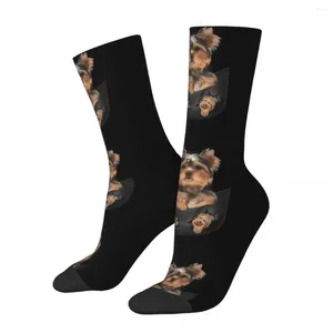Heren sokken Yorkshire terrier in zak dames polyester casual Yorkie hondenliefhebber lente zomer herfst wintercadeau