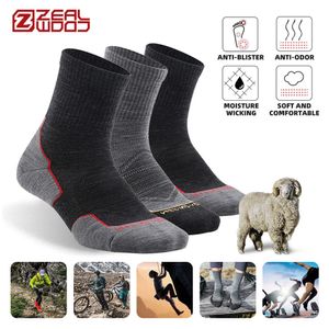 Chaussettes pour hommes ZEALWOOD Marathon Running Femmes Outdoor Merino Wool Sports Compression Respirant Coussin Cyclisme 1 3 Paires 230802