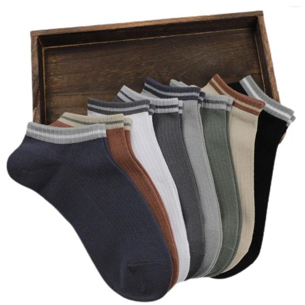 Chaussettes pour hommes ZOYIKIO marque 3 paires quatre saisons mince simple couleur unie bateau déodorant coton 9001H173