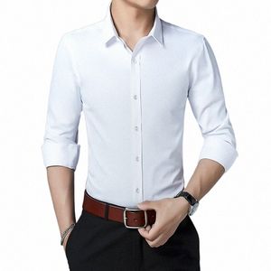 Mannen Soild Slim Fit Lg Mouw Koreaanse Fi Jeugd Busin Luxe Dr Shirs Voor Mannen Blouse F89A #