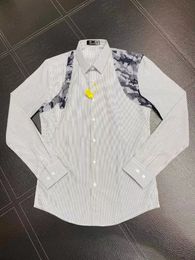 Camicia da uomo con imbracatura a fiori solarizzata in cotone 100% a righe grigie con stampa Camisas Masculina Camicia da lavoro da uomo casual slim fit