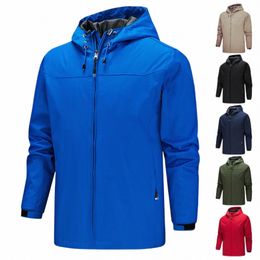 Costume d'alpinisme de couleur unie pour hommes Coupe-vent à séchage rapide en plein air de haute qualité Veste de sport Manteau Chaquetas Hombre 04Ny #