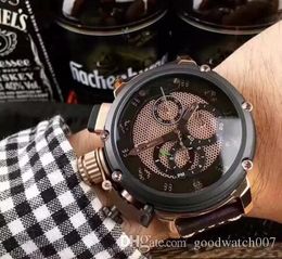 Relojes deportivos para hombres Agente de buzo de alta calidad Marca crono de cuarzo favorita Caja grande 4.7 Relojes de movimiento con correa de cuero Reloj deportivo para hombre