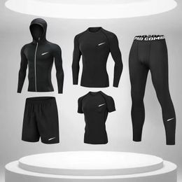 Kit de sport pour hommes, vêtements de gymnastique, équipement de course, basket-ball, cyclisme, course matinale, vitesse sèche, élastique, évacuant la transpiration, T-shirt serré, survêtements pour hommes, manches courtes