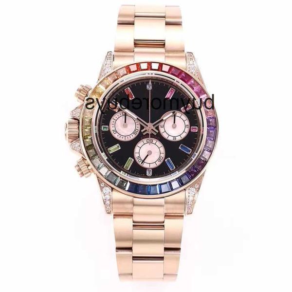 Montre mécanique de sport pour hommes, processus de diamant incrusté à la main, étanche, lumineux, diamètre 40mm, diamant arc-en-ciel, mode, étoile, choix de style LEF6