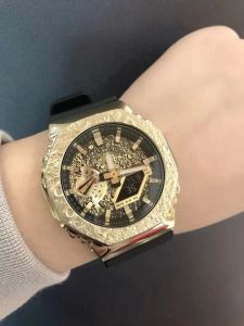 Men's Sports Quartz Digital GM Watch Iced Out Watch Gold Ultra-Thin Assemblage détachable Assemblée Time World Time LED