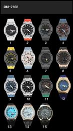 Heren sport quartz digitaal horloge legering grote wijzerplaat waterdicht wereldtijd Iced Out Watch LED eiken serie 18 kleuren afneembare montage