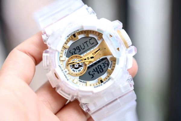 Quartz sportif masculin Watch 400 Watch Black Clear Full Fullflued Time Time LED Auto Hand Raising Ga Oak Series