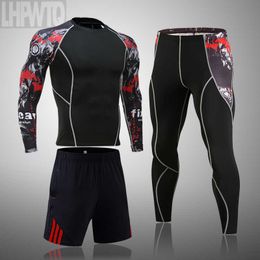 Heren Sportpak Mma Rashgard Mannelijke Sneldrogende Sportkleding Compressie Kleding Fitness Training Kit Thermische Ondergoed Leggings 210714