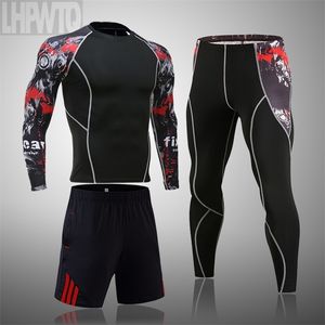 Costume de sport pour hommes MMA Rashgard Mâle Séchage rapide Sportswear Compression Vêtements Fitness Kit d'entraînement Thermique Sous-vêtements Leggings 210722