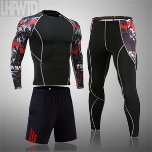 Traje deportivo para hombres MMA Rashgard Masculino Secado rápido Ropa deportiva Ropa de compresión Fitness Capacitación Kit Thermal Underwear Leggings 210806