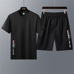 Sportkleding voor heren kleding zomer herenpak sportpak korte mouwen t-shirt shorts tracksuit heren heren zweet broek ropa de hombre 220803