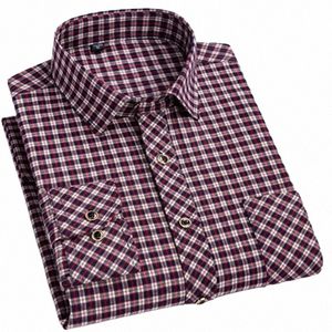 Chemises de printemps et d'automne pour hommes Casual Lg manches Plaid New Fi Slim Fit Butt 100% Cott confort Busin Vêtements formels x2NK #