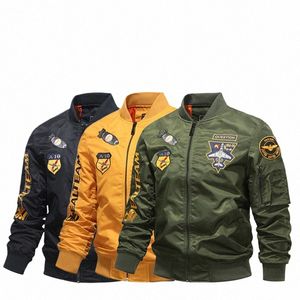 Heren Lente en Herfst Dunne Legergroen Zwart Geel Motorfiets Piloot Honkbal Uniform Sportjas Heren Hiphop Stijl Jas T3iu #