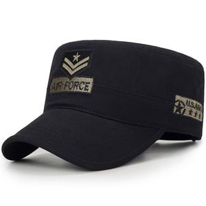 Casquette militaire en coton pour hommes, casquette d'extérieur à dessus plat, Camouflage brodé, vente en gros, chapeaux personnalisés à large bord, printemps et automne