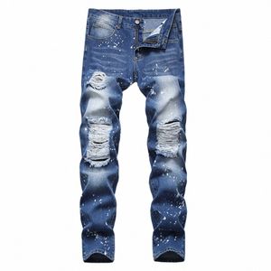 Jeans déchirés décontractés pour hommes, pantalons de printemps et d'été, jambes droites, E pour hommes de 1 an v5tM #