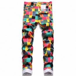 Printemps Fi 3D Jeans imprimé numérique hommes Hip Hop Streetwear Cott Denim pantalon Slim Fit mâle décontracté élasticité pantalon 89IV #