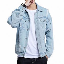 Printemps Ripped Jeans Veste Streetwear Denim Vestes Oversize Automne Lg Manches Jeans Top Vintage Mens Manteau 2023 Mari a99C #