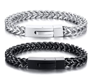 Heren roestvrij staal 6mm 8.5 inch franco link ketting armband zwart / zilver voor geschenken van hoge kwaliteit