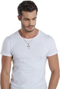 Collar de cadena con colgante de cruz copta Ankh de acero inoxidable para hombre, oro negro, plata, regalo de joyería religiosa egipcia, cadena de caja de 20-24 pulgadas