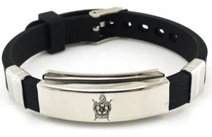 Heren roestvrij staal zwart siliconen Shriner Past Master Bangle Chain armbanden Demolay Shrine vrijmetselaar maçonnieke symbolen armband verstelbare lengte