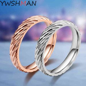 Bague de couple en acier inoxydable pour hommes et femmes, bague de mariage en or rose, fiançailles, anniversaire, amoureux, sa et sa promesse G1125