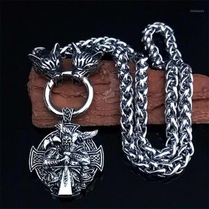 Roestvrijstalen ketting van mannen Noordse Viking Warrior Raven Pendant Chain Boutique sieraden Gifts1Chains Chains Chains