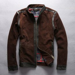 Bruin leren herenjack met opstaande kraag Motorbiker Outdoorjas Slim Fit Jassen Lente Herfstkleding M L XL XXL