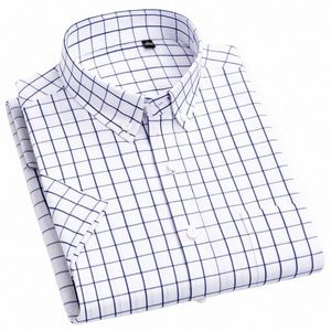 Chemises à carreaux à manches courtes pour hommes, coupe Standard, poche poitrine plaquée, été décontractée, fine, douce, en coton pur, chemise à fesses, G9Z1 #