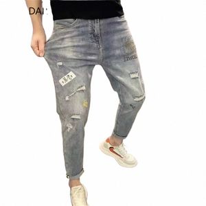 Mannen Stretch Skinny Jeans mannen Nieuwe Lente Ripped Fi Casual Cott Denim Slim Fit Broek Mannelijke Broek Merk heren jeans d65E #