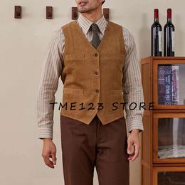 Hommes daim simple boutonnage col en v gilet costume mâle Wang formel homme Ambo affaires costumes hommes gilets pour femmes gothique Chaleco