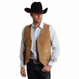 Heren Suede Slim Fit Single Breasted Vest Casual Western Denim Vest 5 Butts Fi Klassieke Kleding Snelle levering i60O #