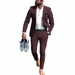 Costume pour hommes 2 pièces Veste Pantalon Slim Design Busin Bureau Work Wear Formel Costume personnalisé pour hommes Groom Tuxedo M1nx #
