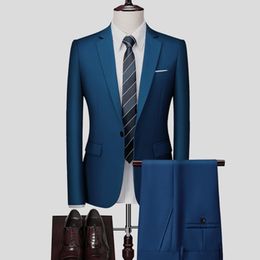Herenpak 2 -delige set Blazers Pants Classic Business Gentleman Formele bruidegom trouwjurk plus maat hoge kwaliteit pak 6xl 220812