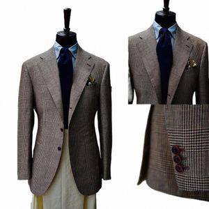 Herenpak 2-delig Blazer Witte Broek Single Breasted Piekte Revers Busin Geruite Strepen Werkkleding Bruiloft Bruidegom Kostuum Homme i1dC #