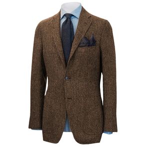 Costume pour hommes, Blazer marron, Tuxedos de bal, en laine Tweed, simple boutonnage, veste d'affaires formelle pour mariage uniquement, manteau