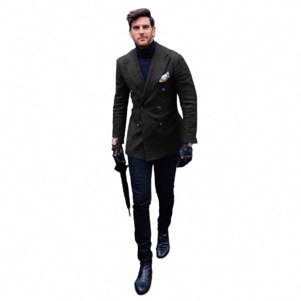 Costume pour hommes Fi Couleur unie Casual Peak Revers Confortable Double boutonnage Cape Manteau Slim Fit Busin Tuxedo 2023 B7GL #