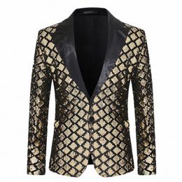 Veste de costume pour hommes Automne et hiver Nouveaux hommes de haute qualité Col à pois Costume Stage Banquet Hosting Party Diamd Sequin Dr 06Qj #