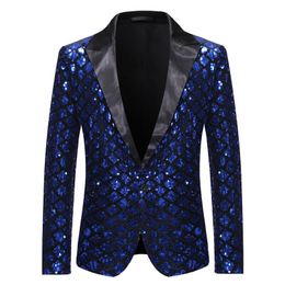 Men's Suit Jacket Autumn and Winter New High-quality Men's Polka Collar Suit Stage Banquet Hosting Party Diamond Sequin Dress