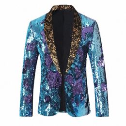 Mannen Jasje Pailletten 2023 Nieuwe Hoge Kwaliteit Fi Trends Senior Host Dr Prom Banket Elegante Mannelijke Blauwe Slanke blazer Jas Y9yl #