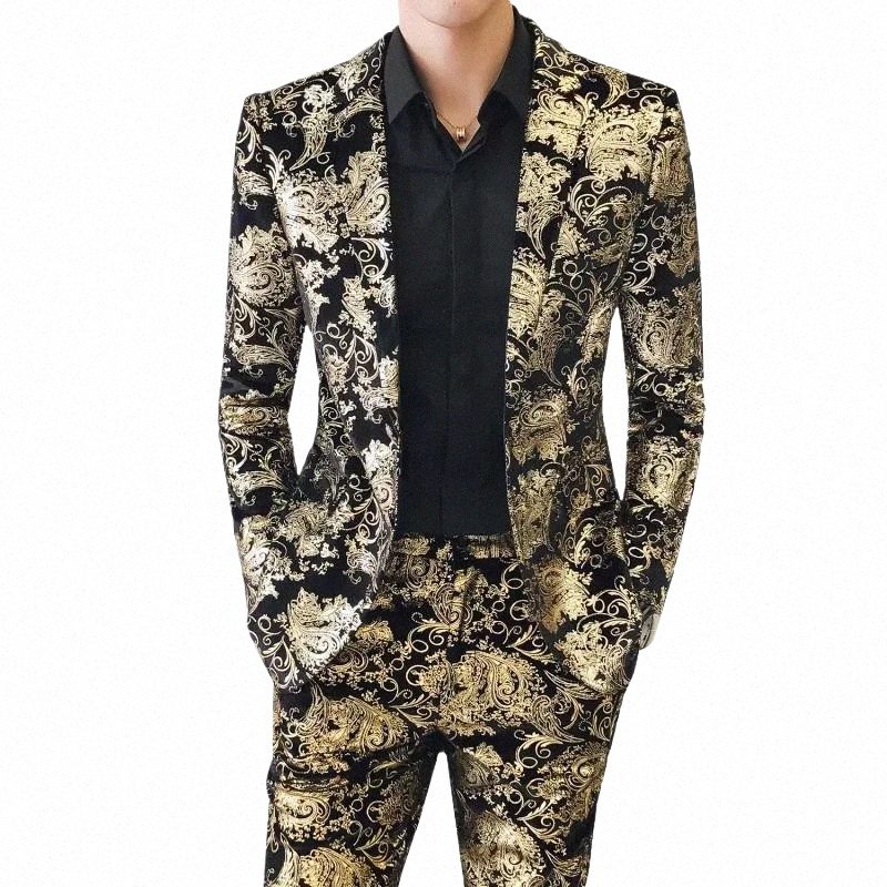 men's Suit Jacket Trousers 2 Pieces Set Fi Dr Banquet Wedding Wear Bridegroom Large Size Blazers Coat Pants M-5XL B4ll#