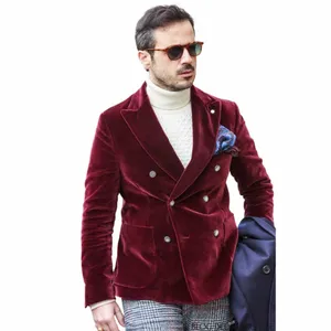 Veste de costume pour hommes Veet Double boutonnage Casual Slim Fit Mariage Groomsmen Casual Homme Blazers pour hommes Soirée de luxe Dr Male H1Ox #